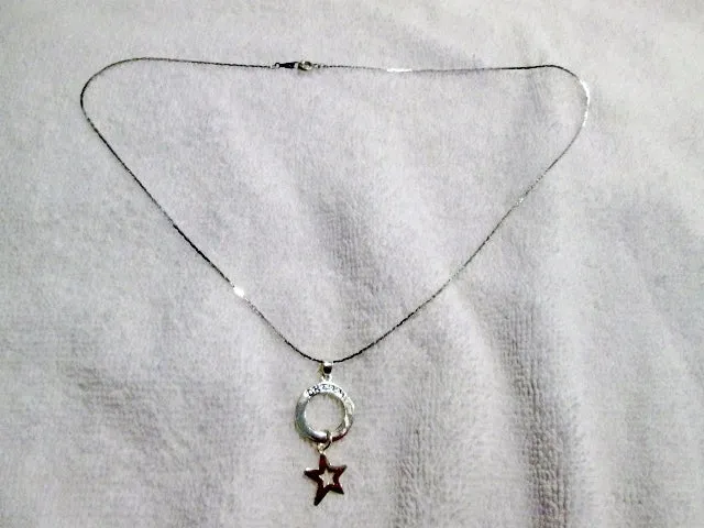19" DREAM HOOP LOOP STAR Charm Dangle Silver Necklace Pendant Inspirational Jewelry