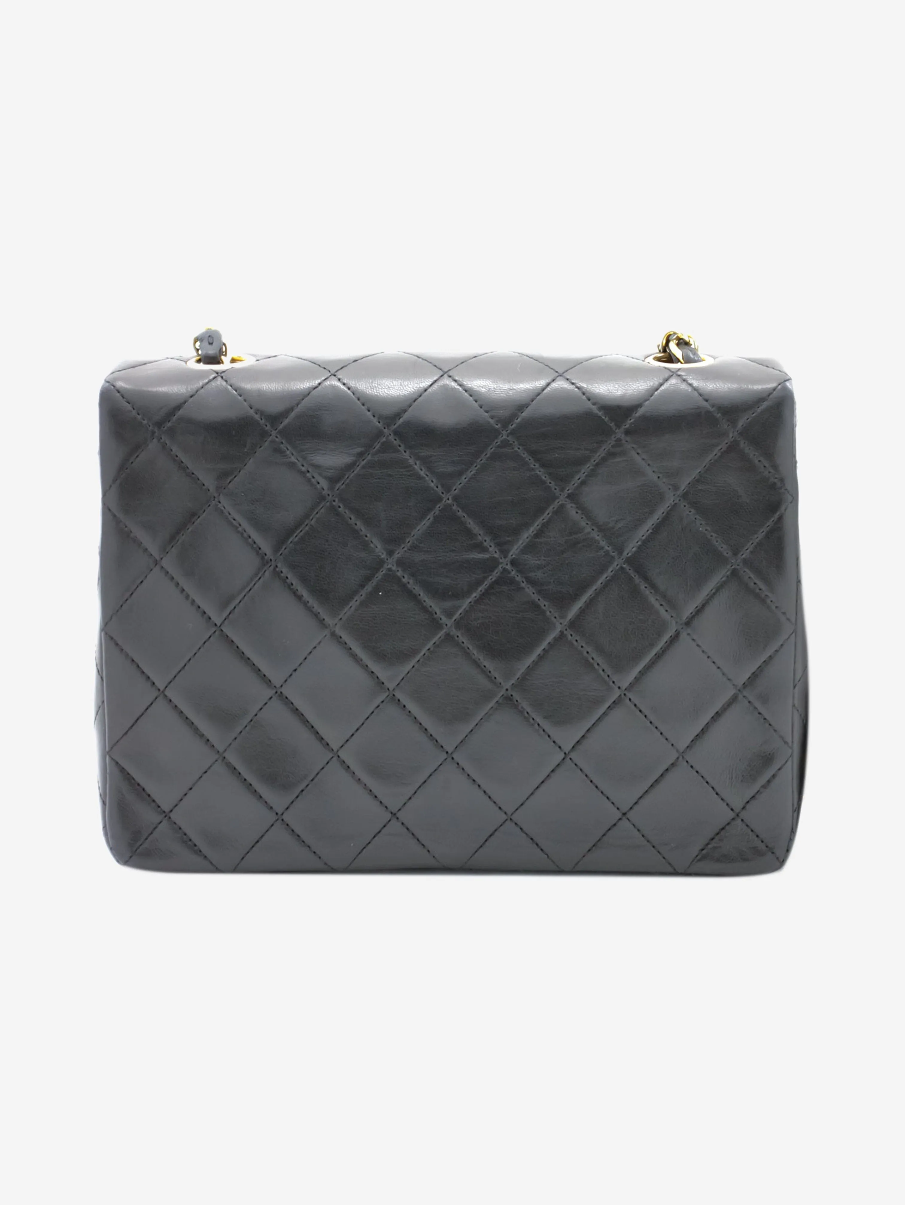 Black vintage 1994 lambskin mini rectangle Classic Flap bag