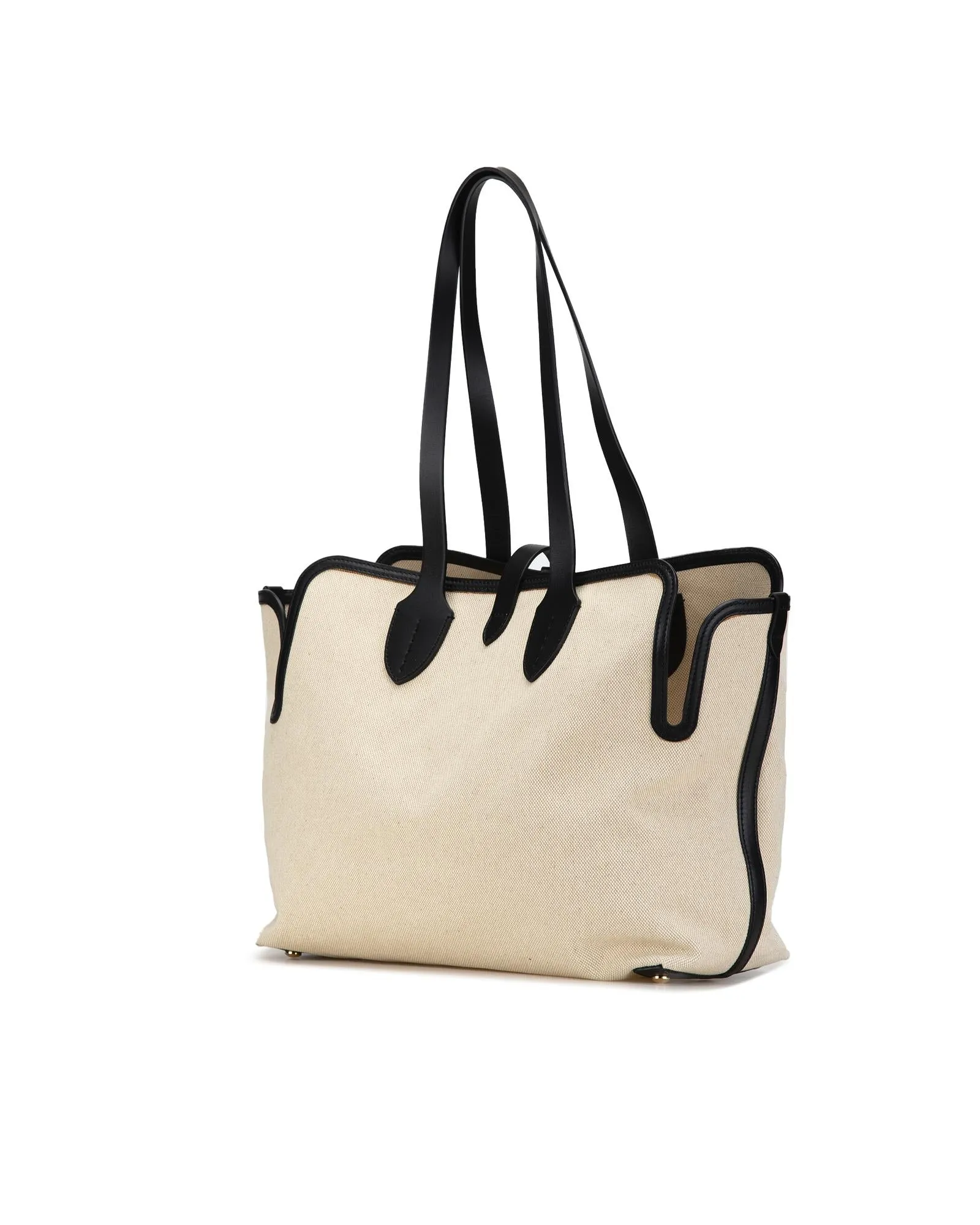 Canvas Logo Soft Belt Tote with Leather Trim and Zip Pouch
