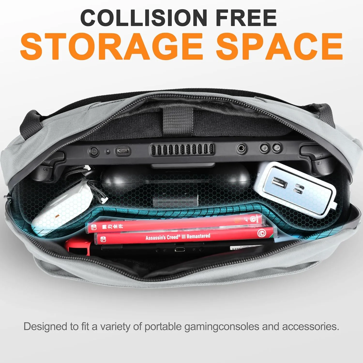Carrying Case for Steam Deck/Steam Deck OLED/ASUS ROG Ally X, Protective Shoulder Bag for Consoles & Accessories, Storage Sling Bag for Daily Use and Travel