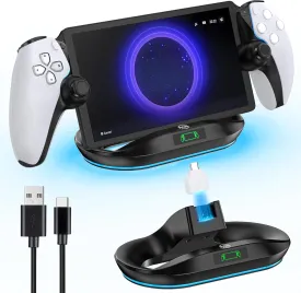 Charging Stand for PS Portal Remote Player, PS Portable Charging Dock with Light Modes, PS Portal Stand Charger, Portal Dock Station with Magnetic Connector, PS Portable Holder Charging Base, Black