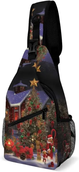 Christmas Cheer Sling Bag Sport Backpack Hiking Daypack Casual Chest Packs Crossbody Bag for Men Women