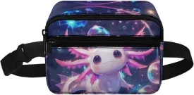 Cozeyat Galaxy Fanny Pack for Girls 6-8 8-10 10-12 Axolotl Girls Cross Body Purse Bum Bag Cute Cartoon Wasit Bag Travel Belt Bag for Outdoor Activity