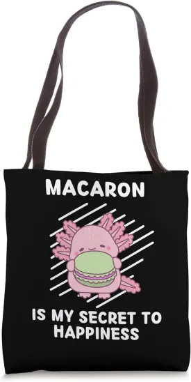 Cute Axolotl Macaron Is My Secret To Happiness Axolotl Tote Bag