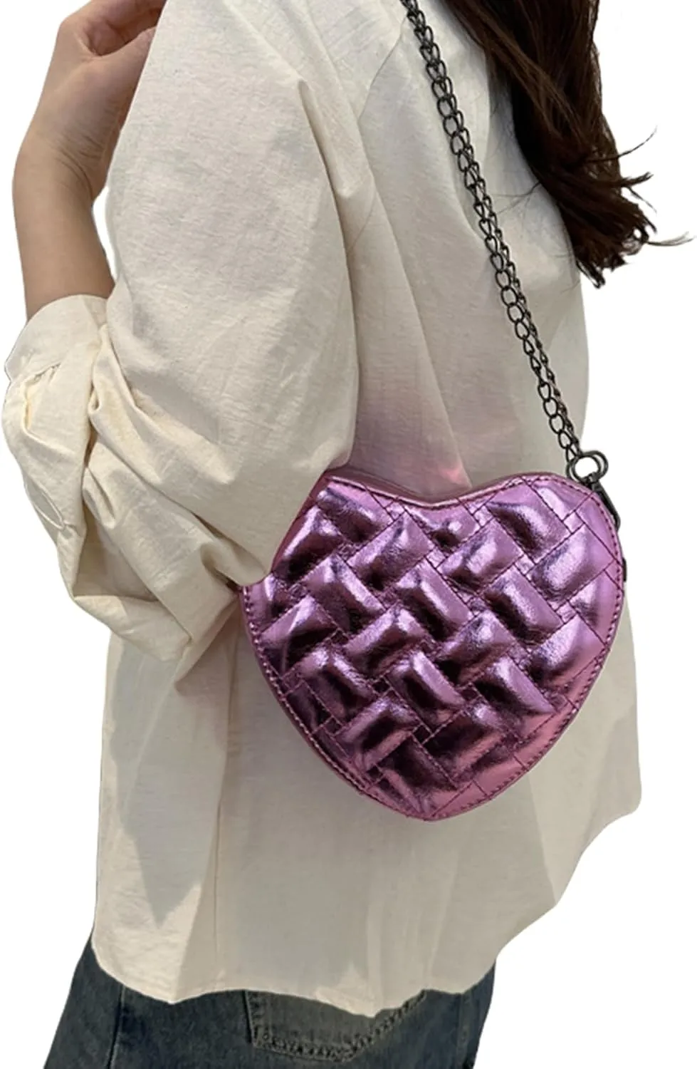 Cute Heart Shape Shoulder Bag Crossbody Handbags Coin Change Purse for Little Girls Toddlers