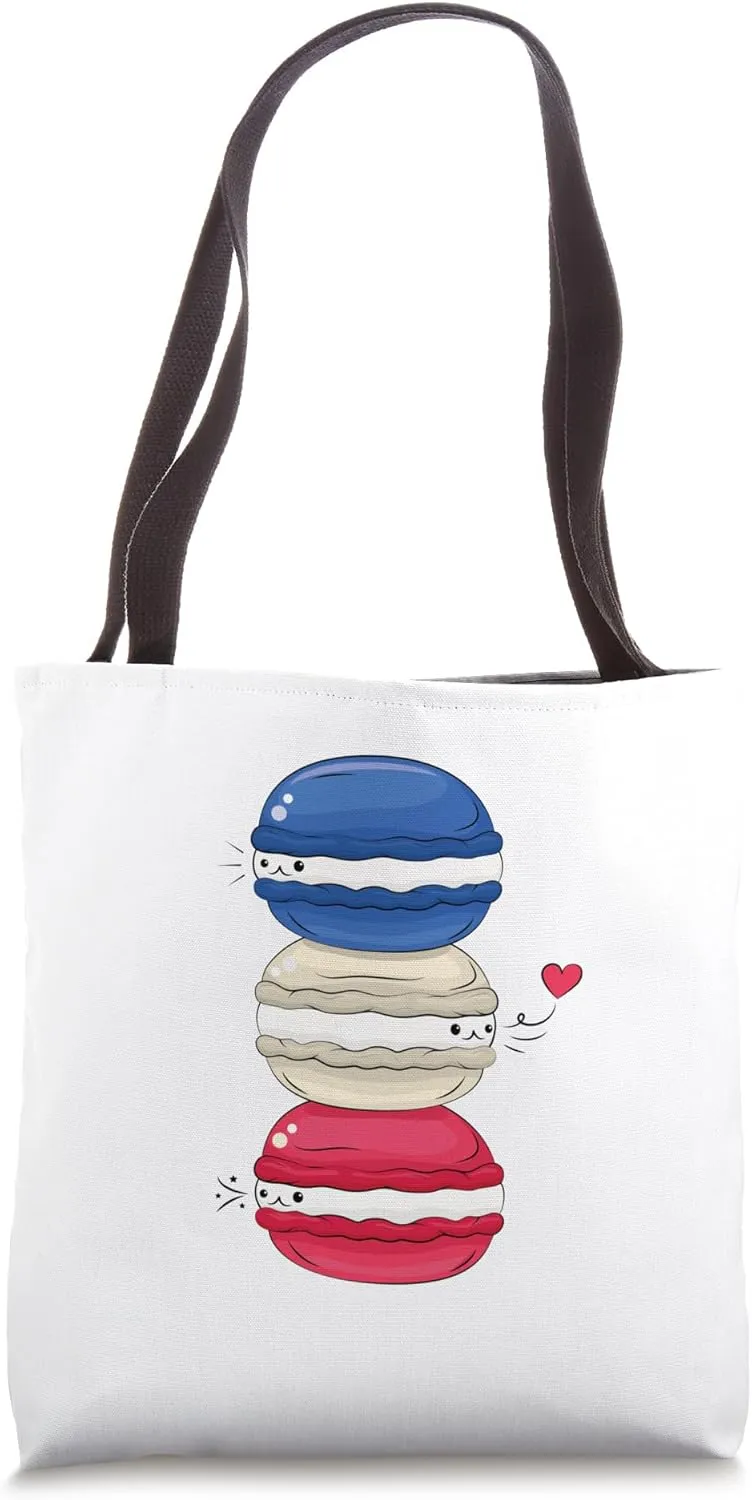 Cute Kawaii Illustration of Macarons Tote Bag