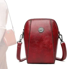 Elmyse Crossbody Bag Leather Retro All-Match Vertical Cellphone Bag