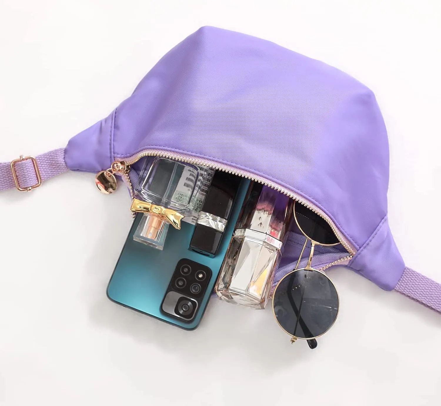 Fanny Pack for Women Crossbody Belt Bag with Adjustable Strap, Fashion Waist Pack Bag Bum bag for Traveling Hiking Cycling Running Casual(Pure Purple)