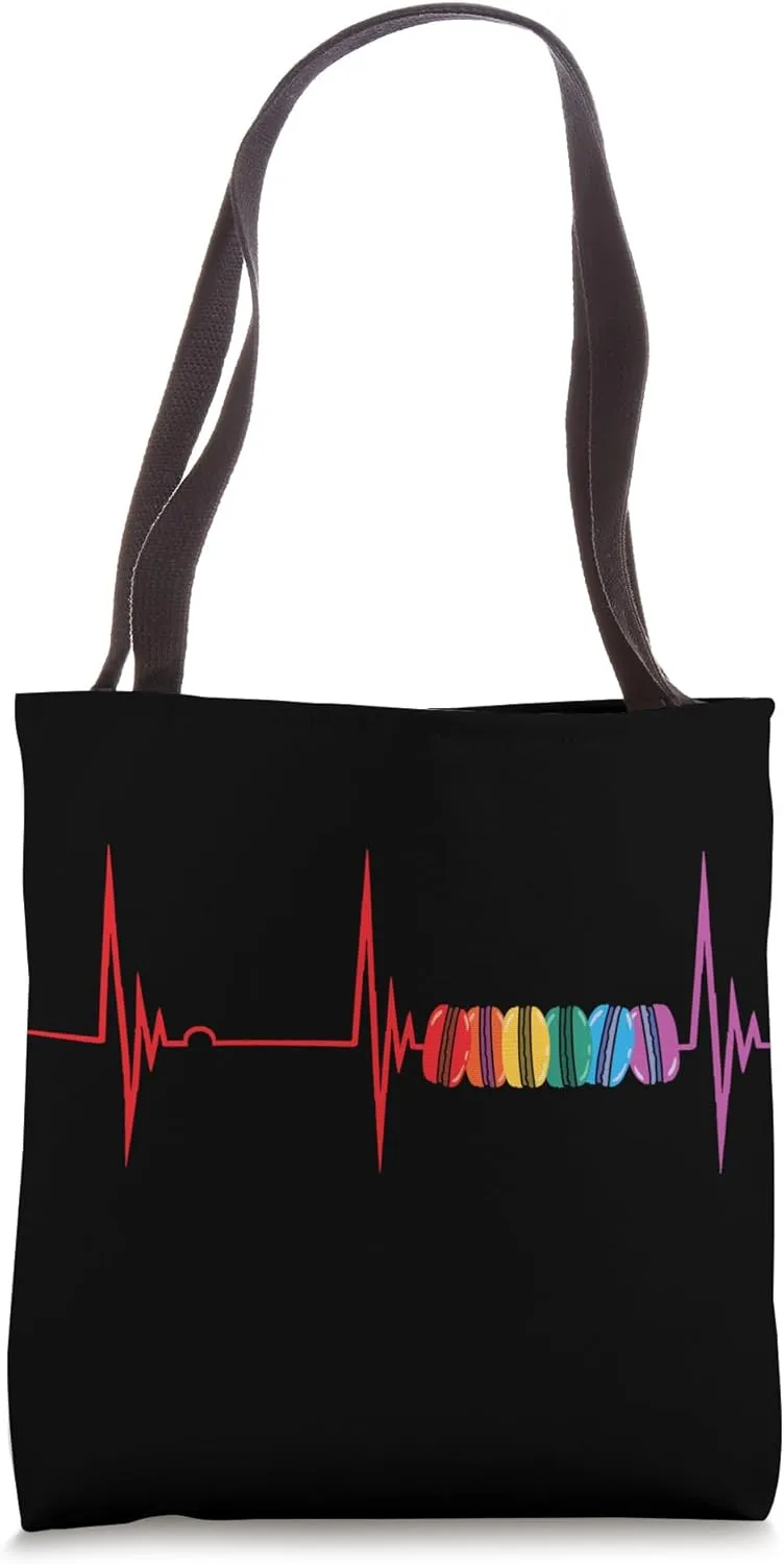 French Cookie Heartbeat EKG Pulse Macaron Cookie Macarons Tote Bag