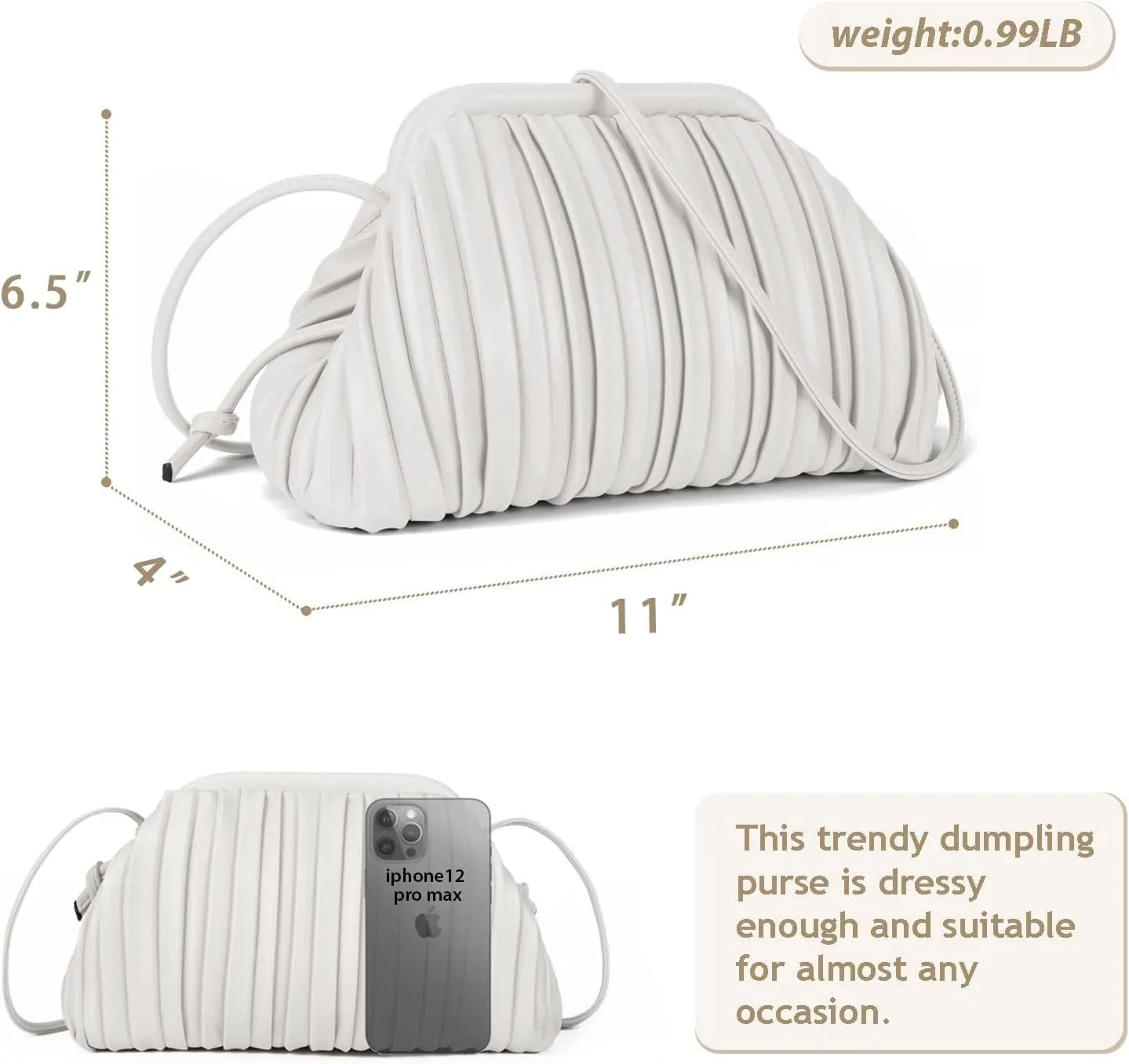 GLITZALL Clutch Purse and Dumpling Bag for Women,Designer Cloud Handbag and Ruched Bag with Detachable Shoulder Strap