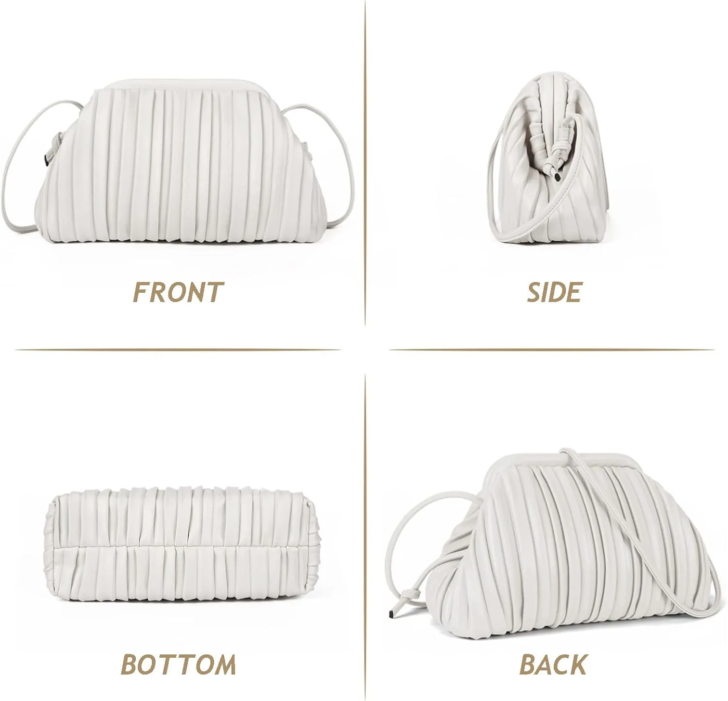 GLITZALL Clutch Purse and Dumpling Bag for Women,Designer Cloud Handbag and Ruched Bag with Detachable Shoulder Strap