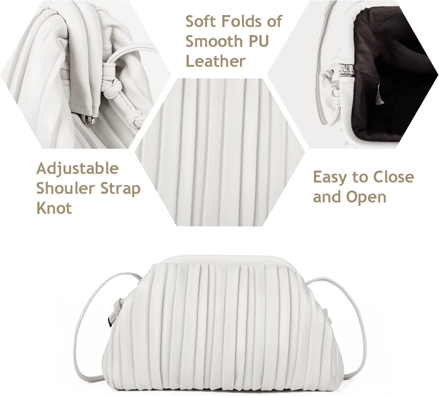 GLITZALL Clutch Purse and Dumpling Bag for Women,Designer Cloud Handbag and Ruched Bag with Detachable Shoulder Strap