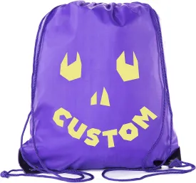 Happy Jack O Lantern Custom Bags, Halloween Treats Bags, Funny Party Cinch Bags!