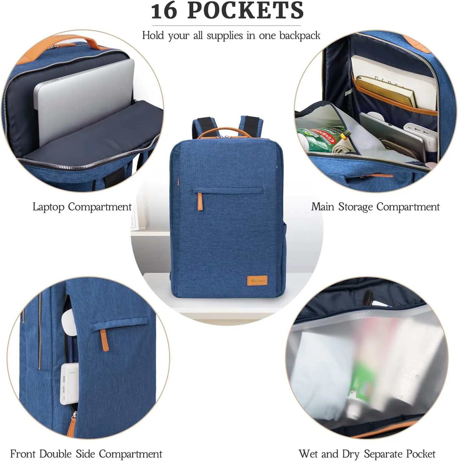 Hp hope Laptop Backpack for Women, 15.6 Inch Work Backpack with USB Port, Water Resistant Backpack for Travel, College, Commuter, Business