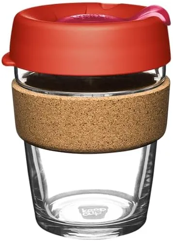 KeepCup Brew Cork - Reusable Coffee Cup Tempered Glass and Natural Cork, M 12oz/340ml - Daybreak