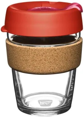 KeepCup Brew Cork - Reusable Coffee Cup Tempered Glass and Natural Cork, M 12oz/340ml - Daybreak