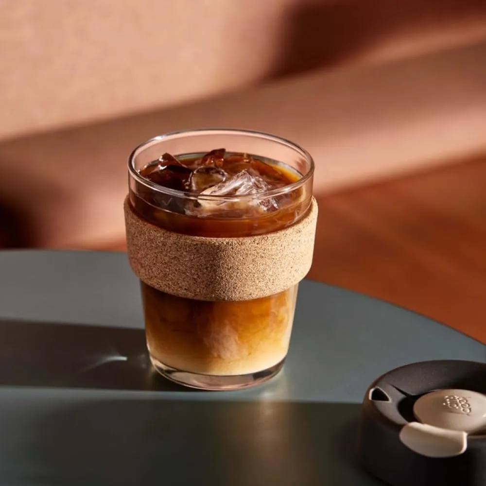 KeepCup Brew Cork - Reusable Coffee Cup Tempered Glass and Natural Cork, M 12oz/340ml - Daybreak