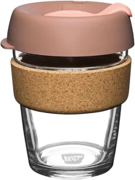 KeepCup Brew Cork - Reusable Coffee Cup Tempered Glass and Natural Cork, M 12oz/340ml - Frappe