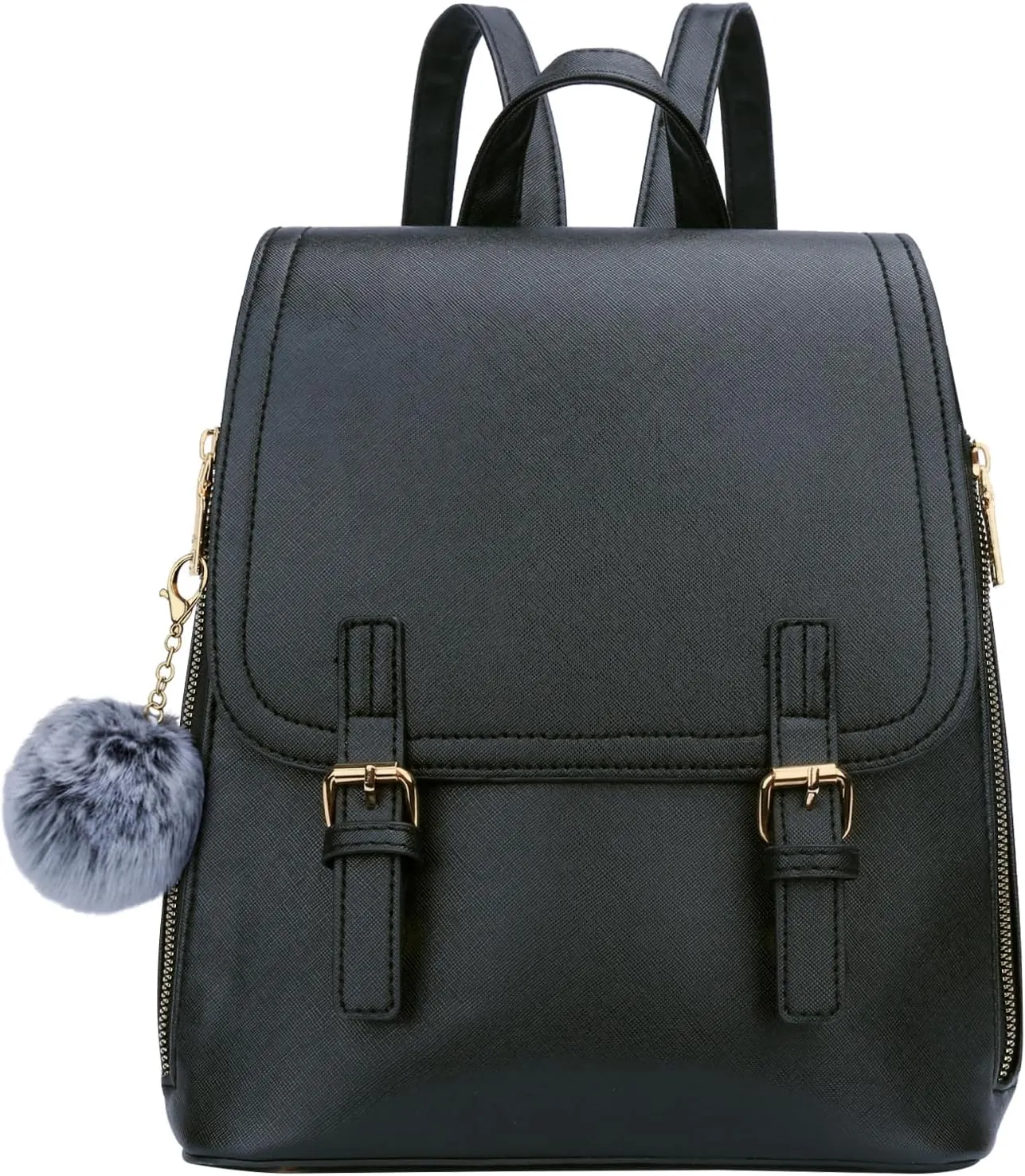 KKXIU Stylish Small Teen Girls Backpack Bag for Women Synthetic Leather Mini Bookbag Purse with Multiple Pockets (a-black)