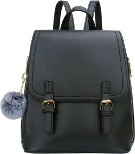 KKXIU Stylish Small Teen Girls Backpack Bag for Women Synthetic Leather Mini Bookbag Purse with Multiple Pockets (a-black)
