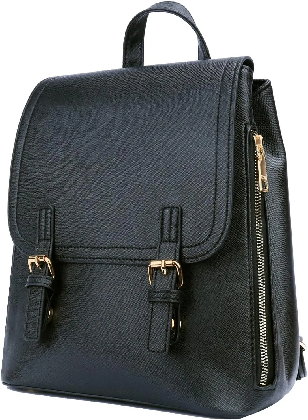 KKXIU Stylish Small Teen Girls Backpack Bag for Women Synthetic Leather Mini Bookbag Purse with Multiple Pockets (a-black)