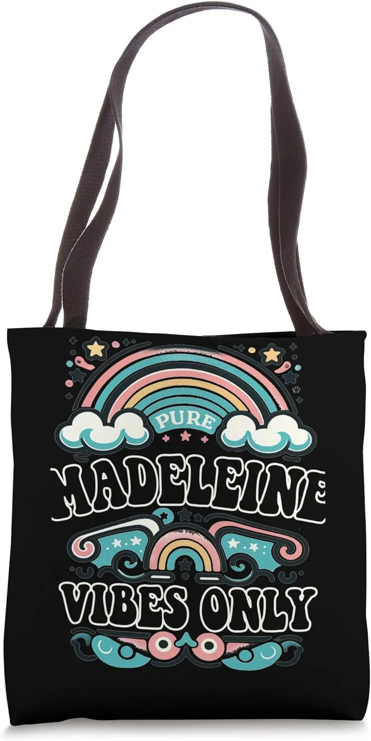 MADELEINE Vibes Only Cute Retro Girls MADELEINE Name Tote Bag