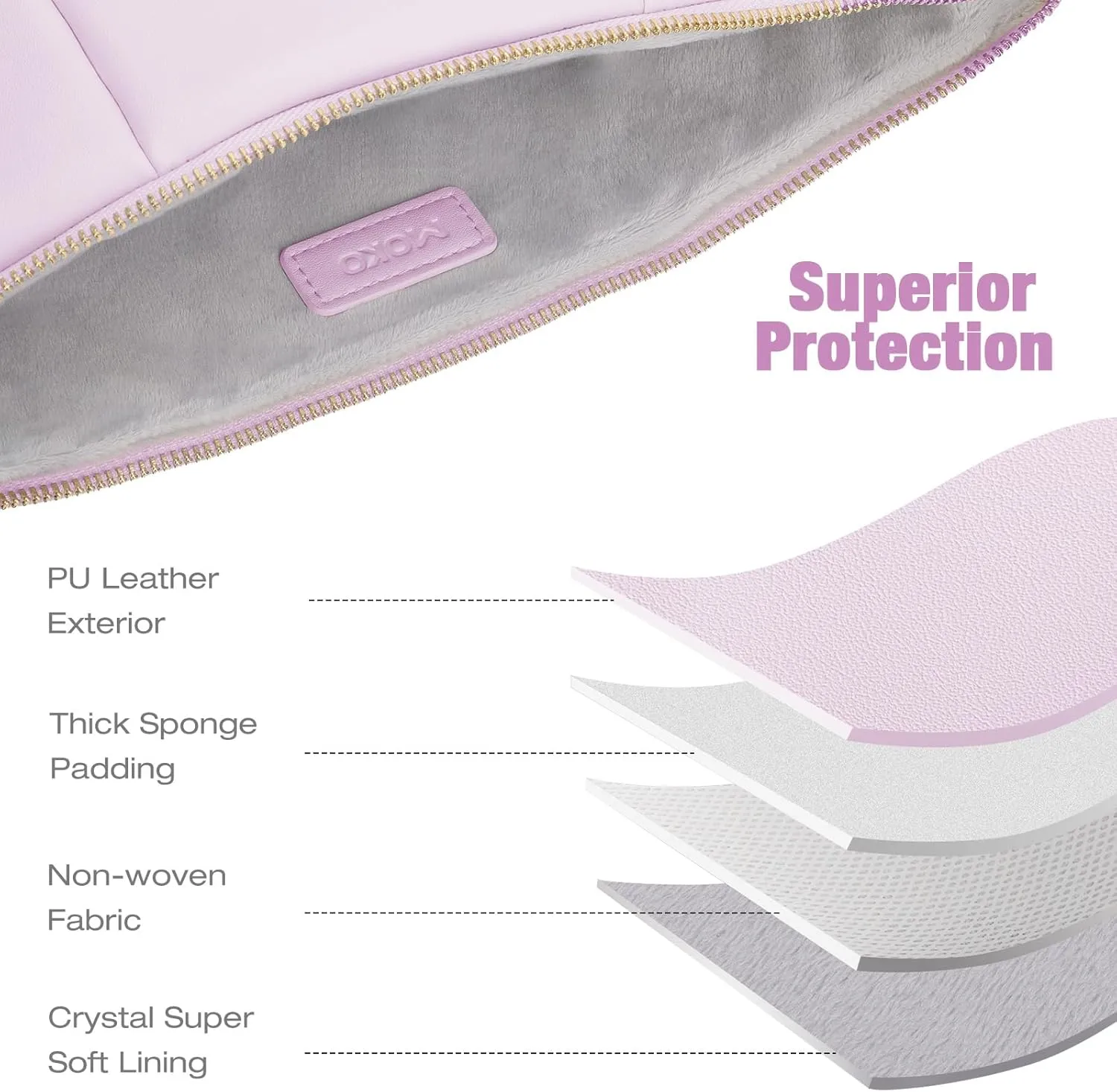 MoKo 9-11 Inch Puffy Tablet Sleeve Bag Fit with New iPad Air/Pro 11 inch, iPad 10th Gen 10.9, iPad Pro 11, iPad Air 4/5th Gen 10.9, Built-in Elastic Band, PU Leather Carrying Case, Light Pink Purple