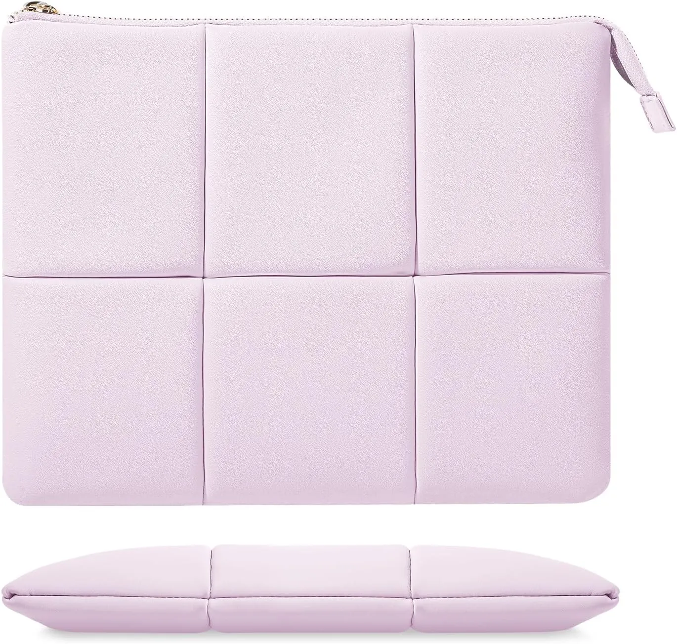 MoKo 9-11 Inch Puffy Tablet Sleeve Bag Fit with New iPad Air/Pro 11 inch, iPad 10th Gen 10.9, iPad Pro 11, iPad Air 4/5th Gen 10.9, Built-in Elastic Band, PU Leather Carrying Case, Light Pink Purple