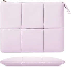 MoKo 9-11 Inch Puffy Tablet Sleeve Bag Fit with New iPad Air/Pro 11 inch, iPad 10th Gen 10.9, iPad Pro 11, iPad Air 4/5th Gen 10.9, Built-in Elastic Band, PU Leather Carrying Case, Light Pink Purple