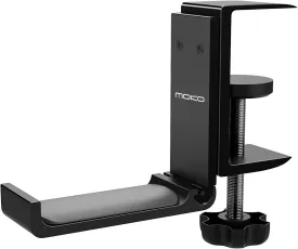 MoKo Adjustable Foldable Headphone Stand, Universal Aluminum, Supports All Headphone Sizes, Sennheiser, Audio-Technica, PS5 Gaming Headset, Black