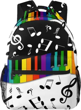 Musical Note Rainbow Key Music Backpack For School Laptop Bags Bookbag Big Casual Daypack For Student Girls Boys Kids Teens Travel Sports Work