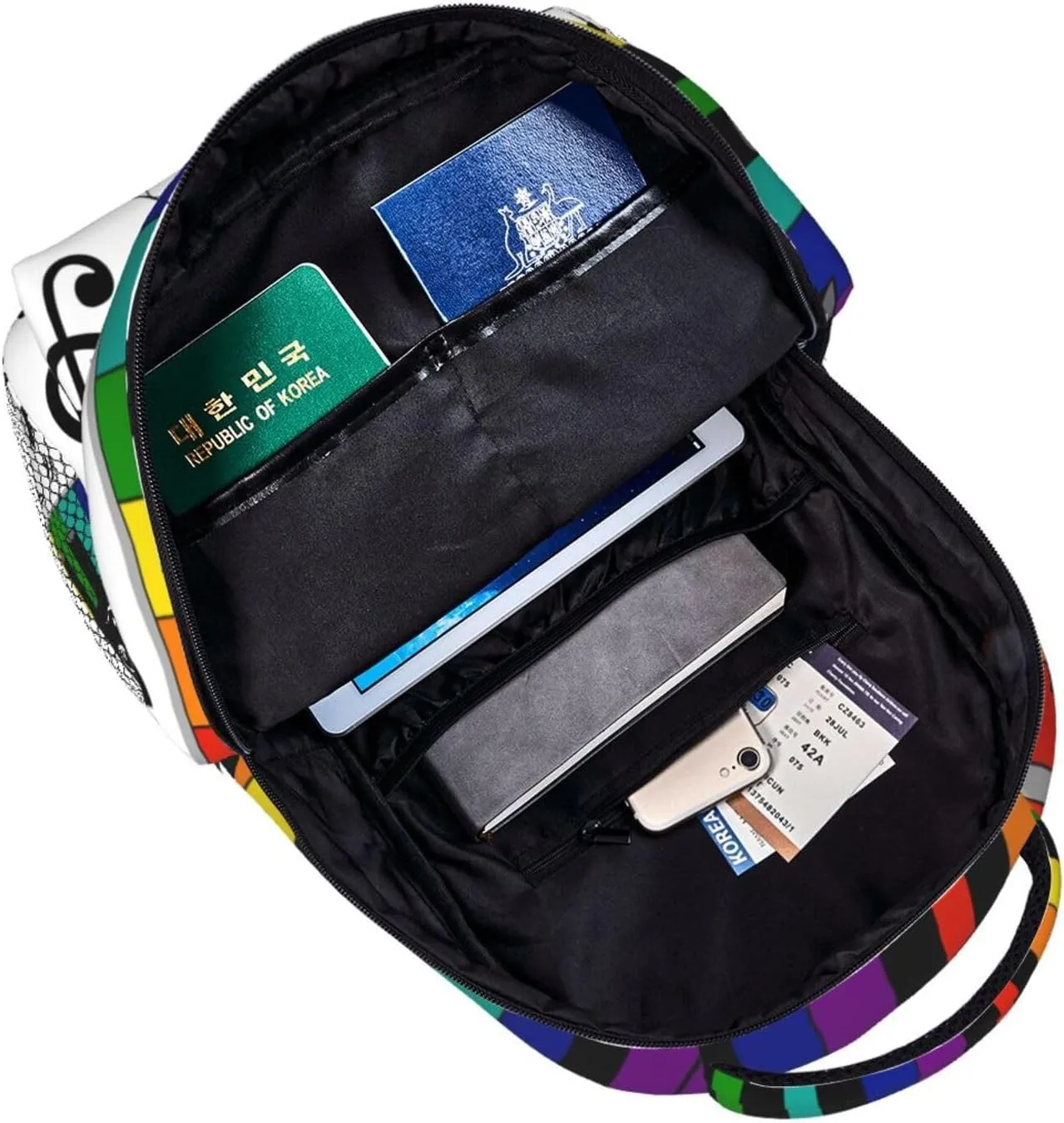 Musical Note Rainbow Key Music Backpack For School Laptop Bags Bookbag Big Casual Daypack For Student Girls Boys Kids Teens Travel Sports Work