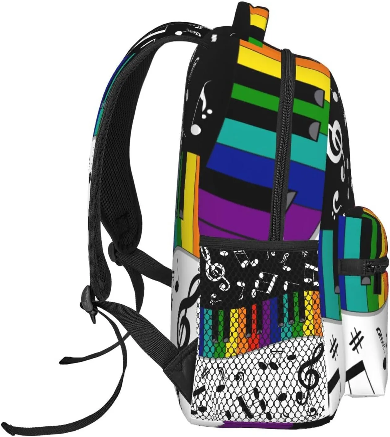Musical Note Rainbow Key Music Backpack For School Laptop Bags Bookbag Big Casual Daypack For Student Girls Boys Kids Teens Travel Sports Work