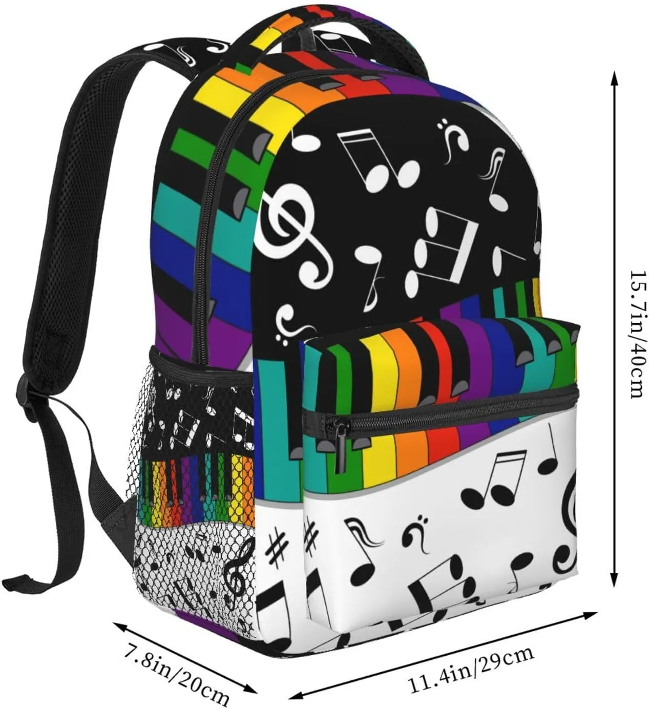 Musical Note Rainbow Key Music Backpack For School Laptop Bags Bookbag Big Casual Daypack For Student Girls Boys Kids Teens Travel Sports Work
