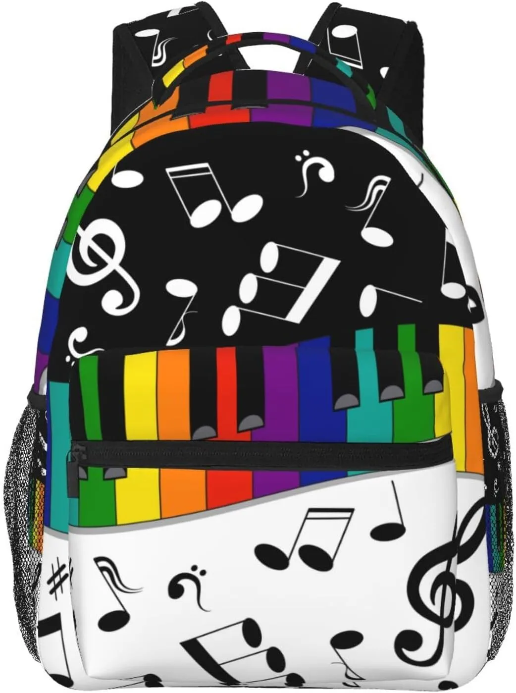 Musical Note Rainbow Key Music Backpack For School Laptop Bags Bookbag Big Casual Daypack For Student Girls Boys Kids Teens Travel Sports Work
