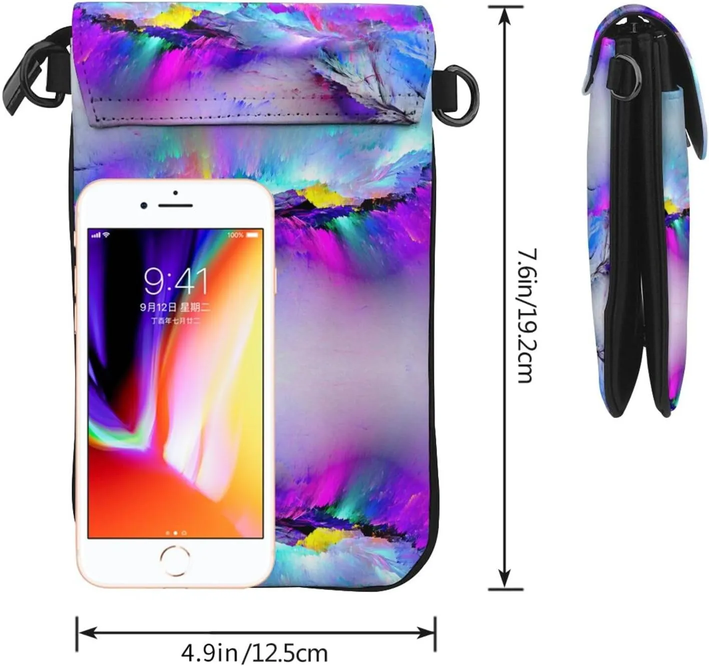 Northern Lights Painting Small Cell Phone Purse - Ideal Travel Accessory for Women and Teens - Adjustable Strap
