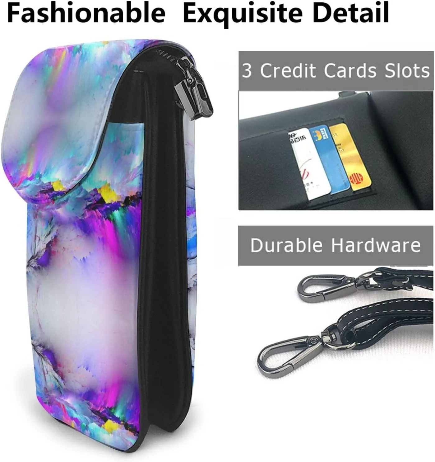 Northern Lights Painting Small Cell Phone Purse - Ideal Travel Accessory for Women and Teens - Adjustable Strap