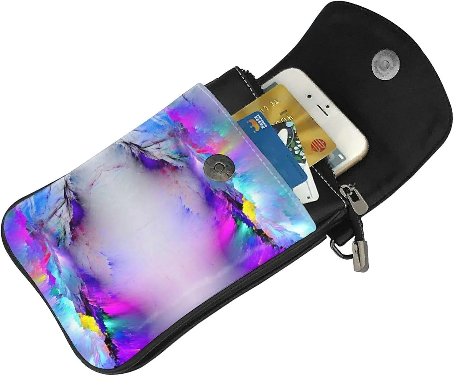 Northern Lights Painting Small Cell Phone Purse - Ideal Travel Accessory for Women and Teens - Adjustable Strap