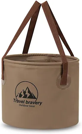 Outdoor Portable Folding Bucket, Picnic, Fishing Bucket, Water Bucket, Large Capacity Handheld Bucket, Suitable for Camping, Hiking, Water Filling, Vegetables and Fruits (Coffeecolour, 20L)