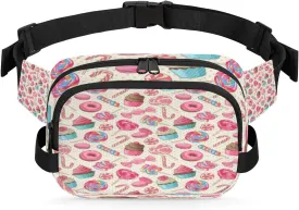 Pink Cake Candy Macaron Waist Packs for Women Men, Waterproof Hiking Fanny Packs, Crossbody Waist Bag with Adjustable Strap, Waist Pouch for Travel Running