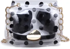 Polka Dot Purse Clear PVC Retro Crossbody Jelly Bag with Chain Mini Shoulder Handbag for Women Casual Daily Travel Use