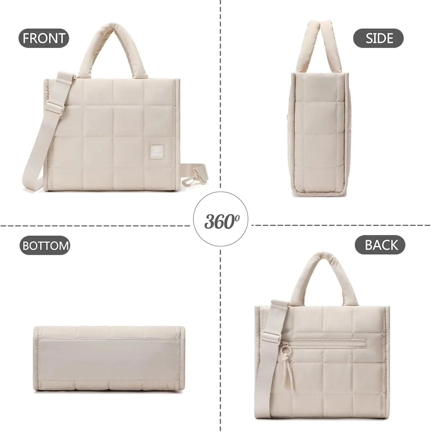 Quilted Crossbody Bags for Women - Small Tote Shoulder Puffer Weekender Overnight Handbag Organizer