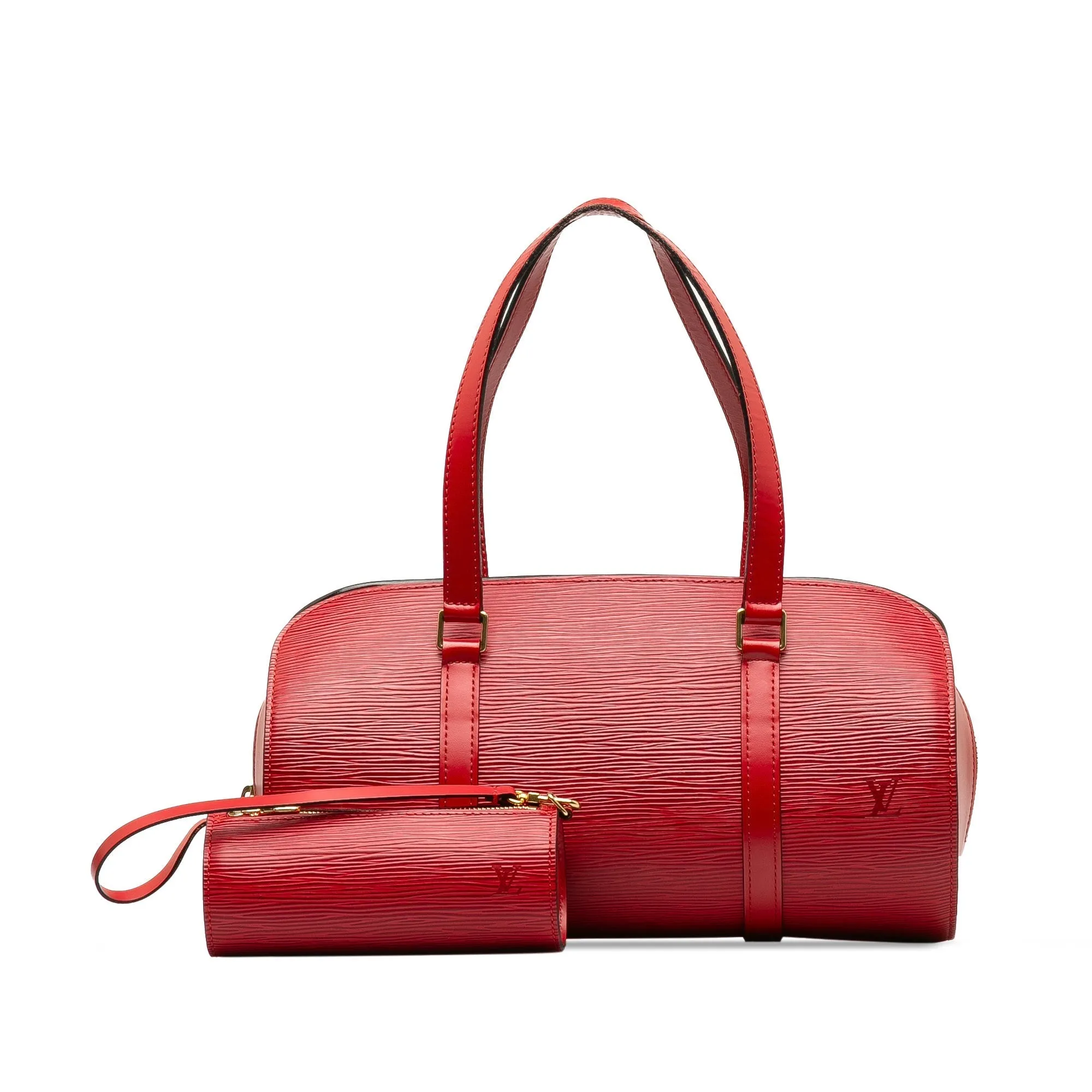 Red Louis Vuitton Epi Soufflot Handbag