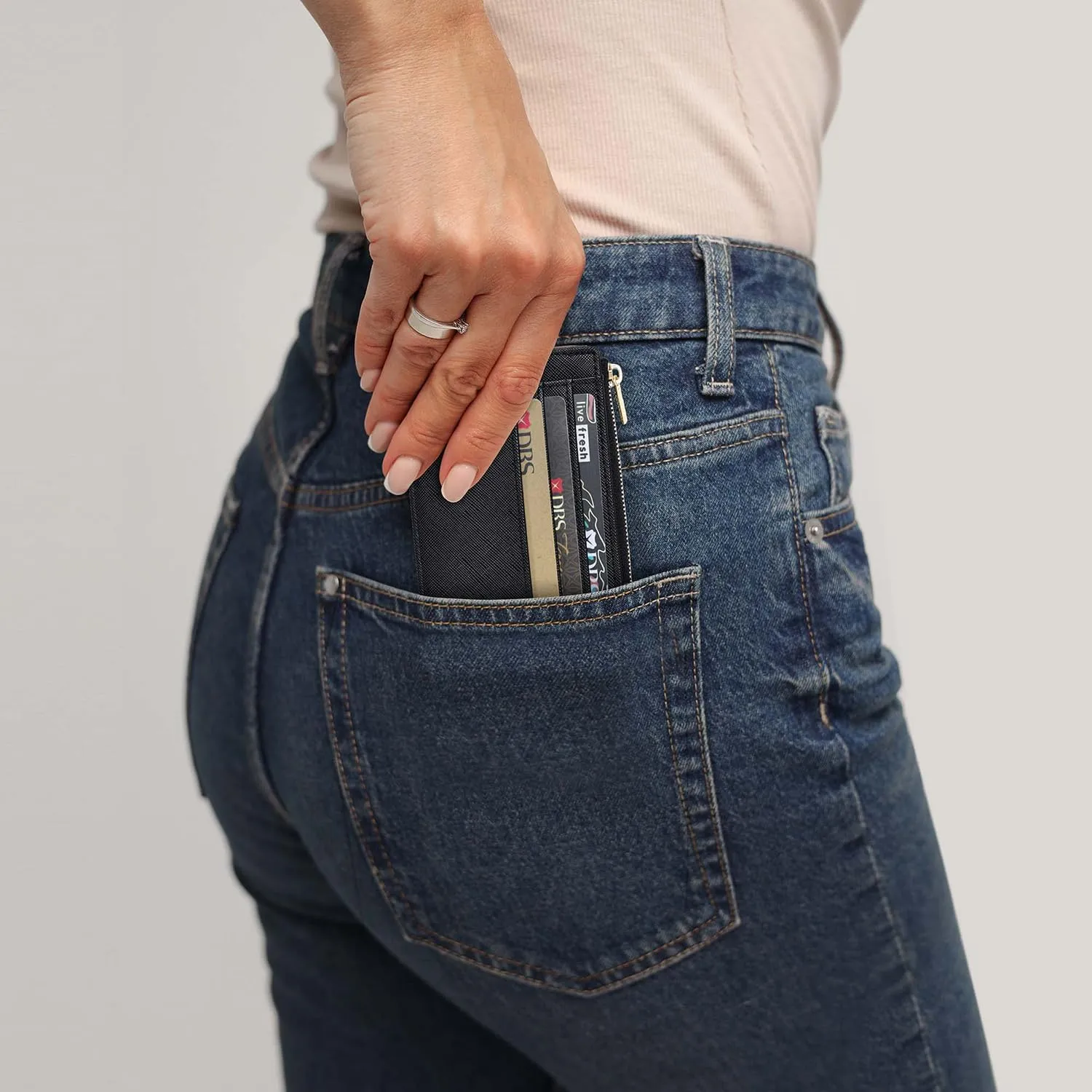 Sodsay Card Case Slim Front Pocket Wallet for Women Credit Card Holder with Keychain