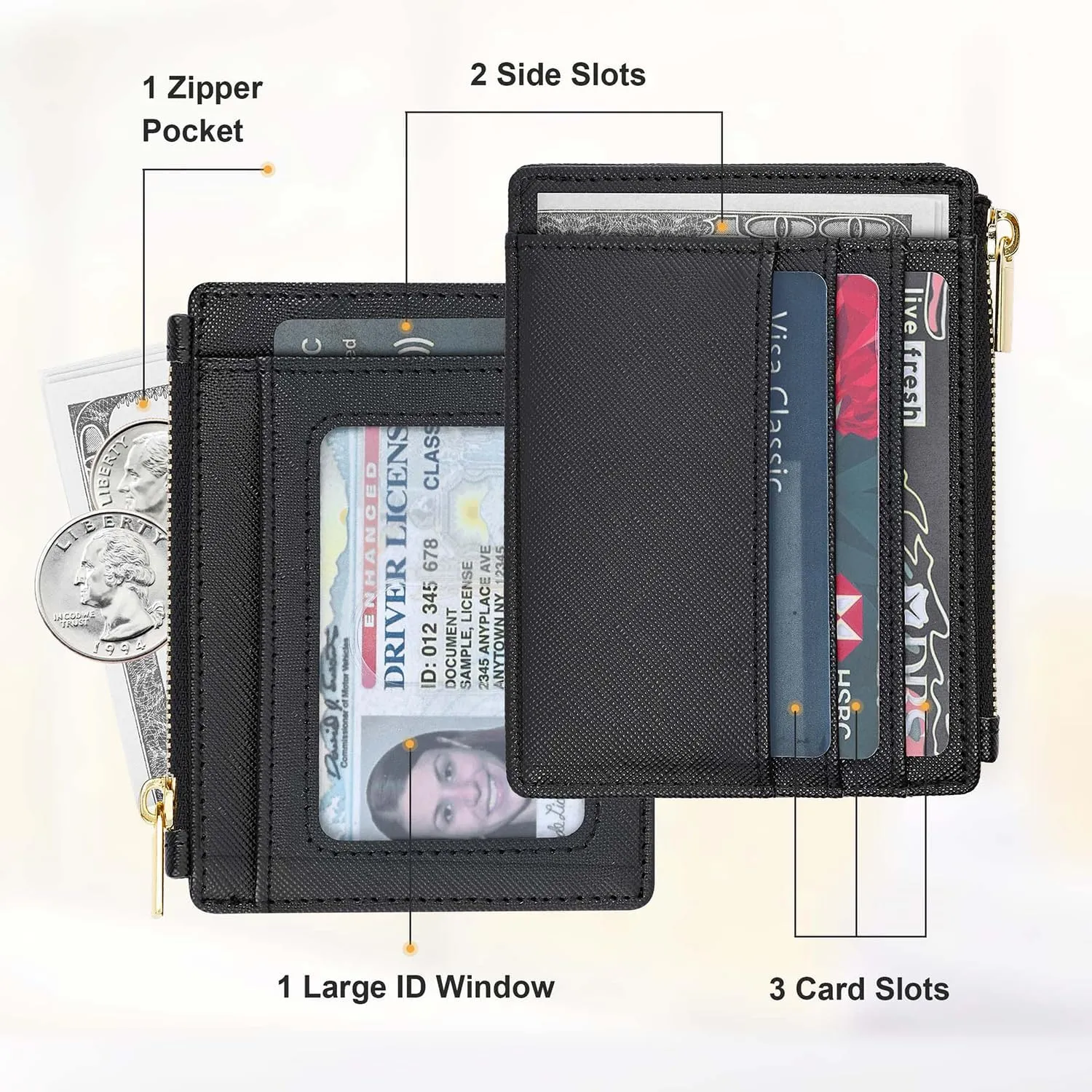 Sodsay Card Case Slim Front Pocket Wallet for Women Credit Card Holder with Keychain