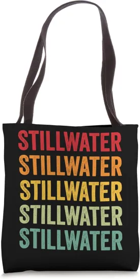 Stillwater County, Montana, Rainbow Text Design Tote Bag