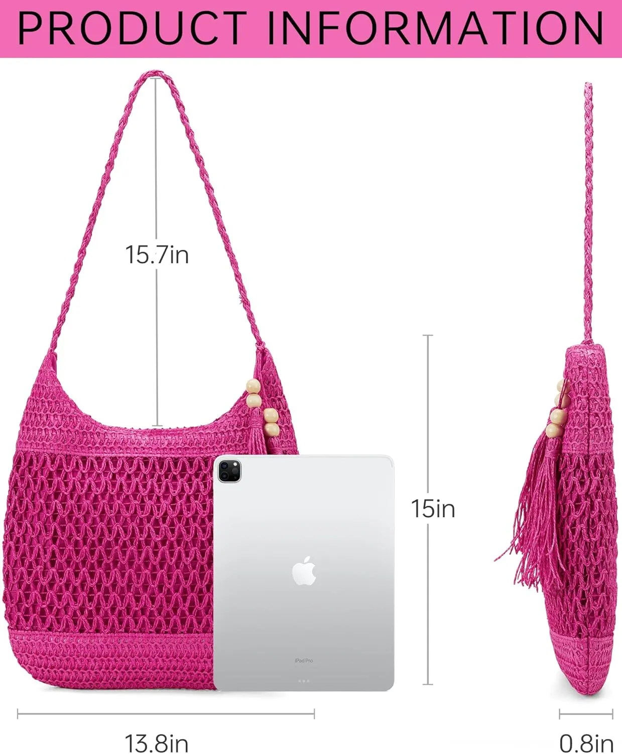 Straw Packable Large Mesh Beach Tote Hobo Crossbody Purses Straw Bags for Women Travel Woven Beach Handbag