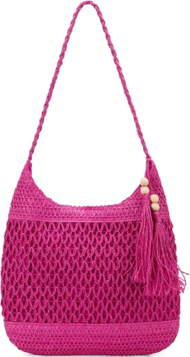 Straw Packable Large Mesh Beach Tote Hobo Crossbody Purses Straw Bags for Women Travel Woven Beach Handbag