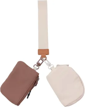 Stylish Dual Pouch Wristlet Wallet with Detachable Coin Purse and Keychain - Compact and Portable Mini Wallet for Women