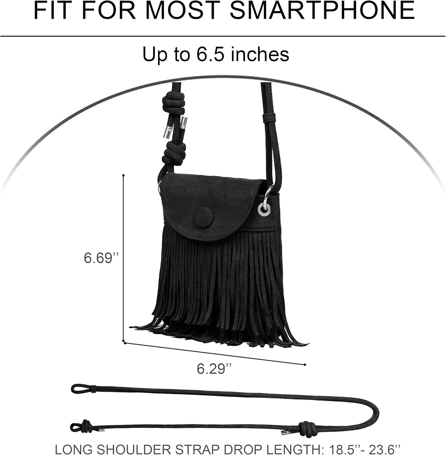 Sunwel Fashion Mini Fringe Purse Small Phone Bags for Women Western Cell Phone Wallet with Zipper Pockets